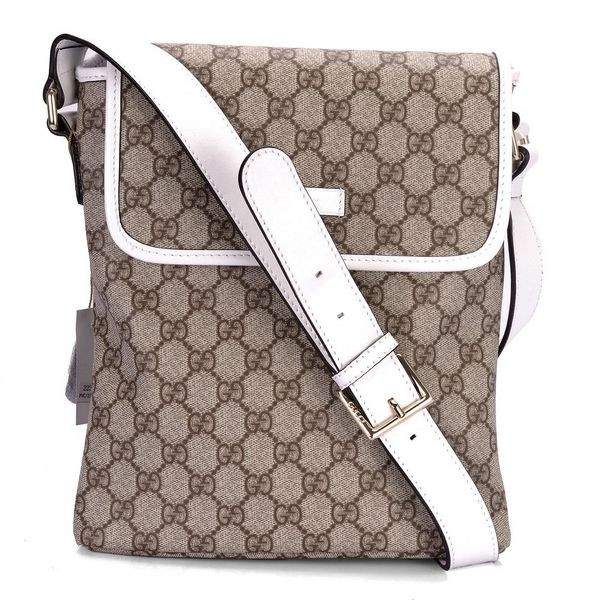 1:1 Gucci 223666 Men's Small Messenger Bag-White Beige/Ebony GG Plus